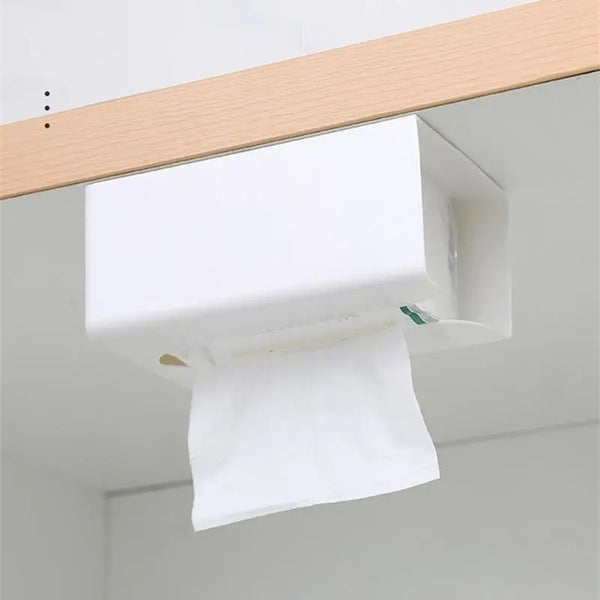 Wall Mounted Tissue Box Adhesive Tissue Shelf Napkin Holder Dispenser Rack Home Space-saving Shelf For Bathroom Kitchen