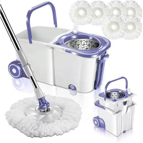 Spin Mop Bucket System with 360° Microfiber Mops